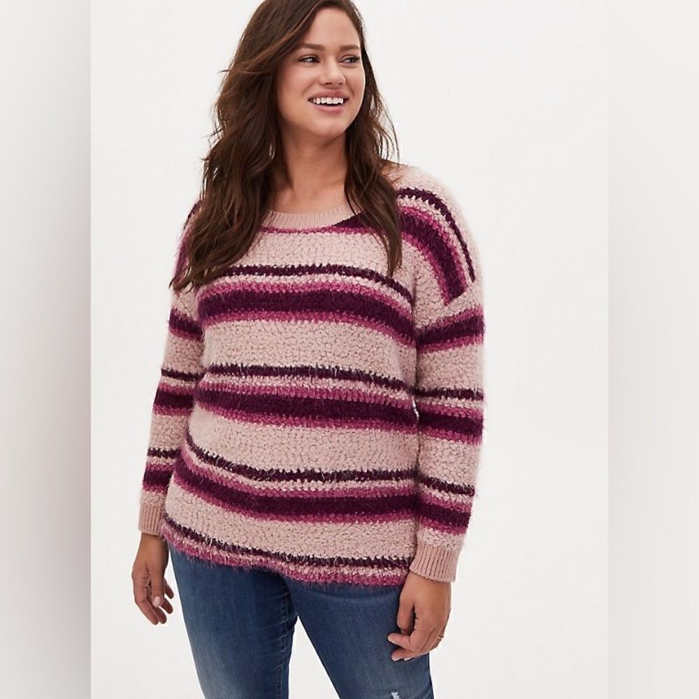 Torrid Pink Popcornย Pullover Drop Shoulder SweaterโSizeโ0โ(โL)